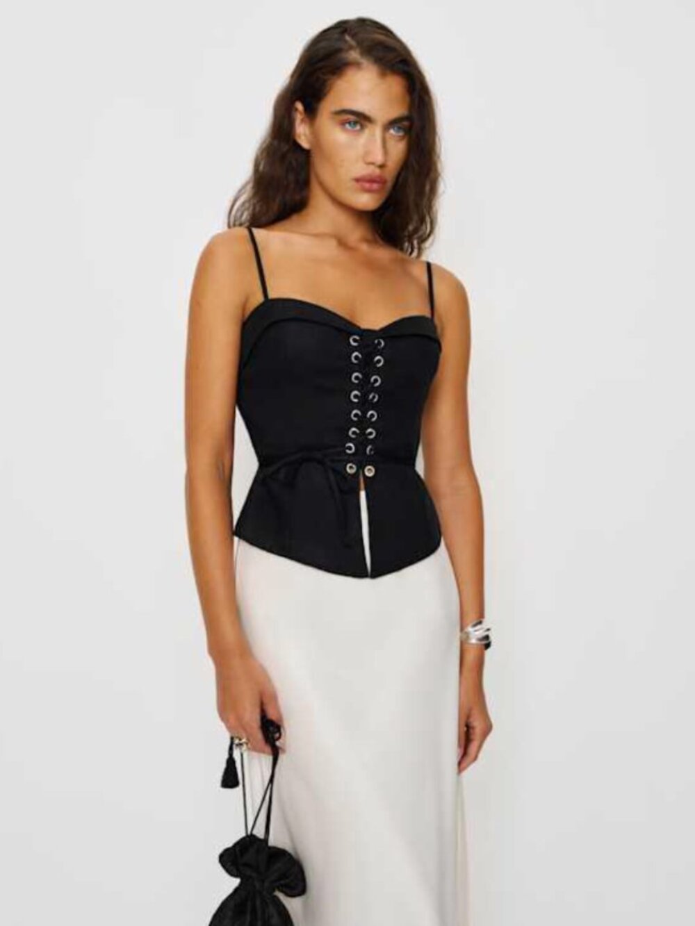 REFORMATION Clayten Linen Top Black Size 0